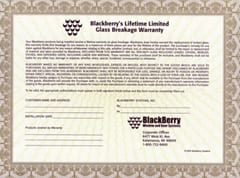 Glass Break BlackBerry Warranty - Small Sized