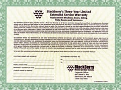 3 Year BlackBerry Warranty - Small Sized